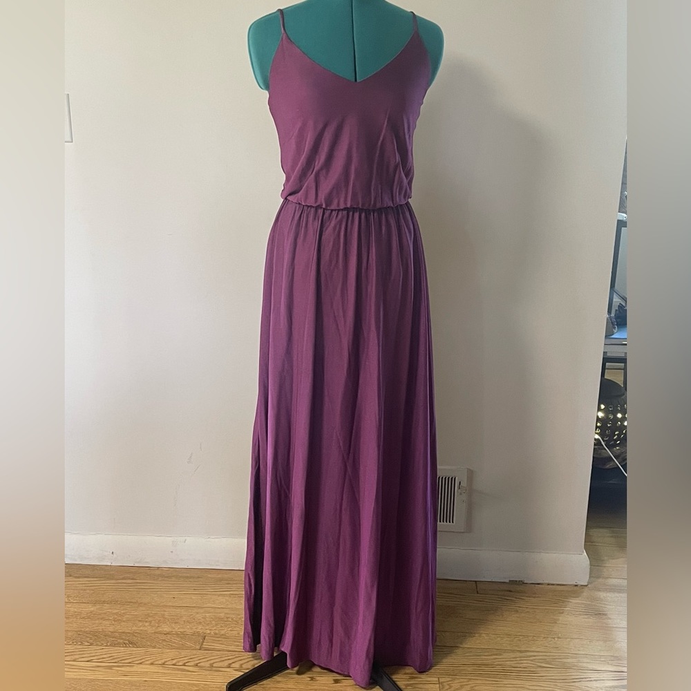 VTG 1970s - CREATIONS BY ARIA Column Cut V-neck Spaghetti Strap Violet Dress